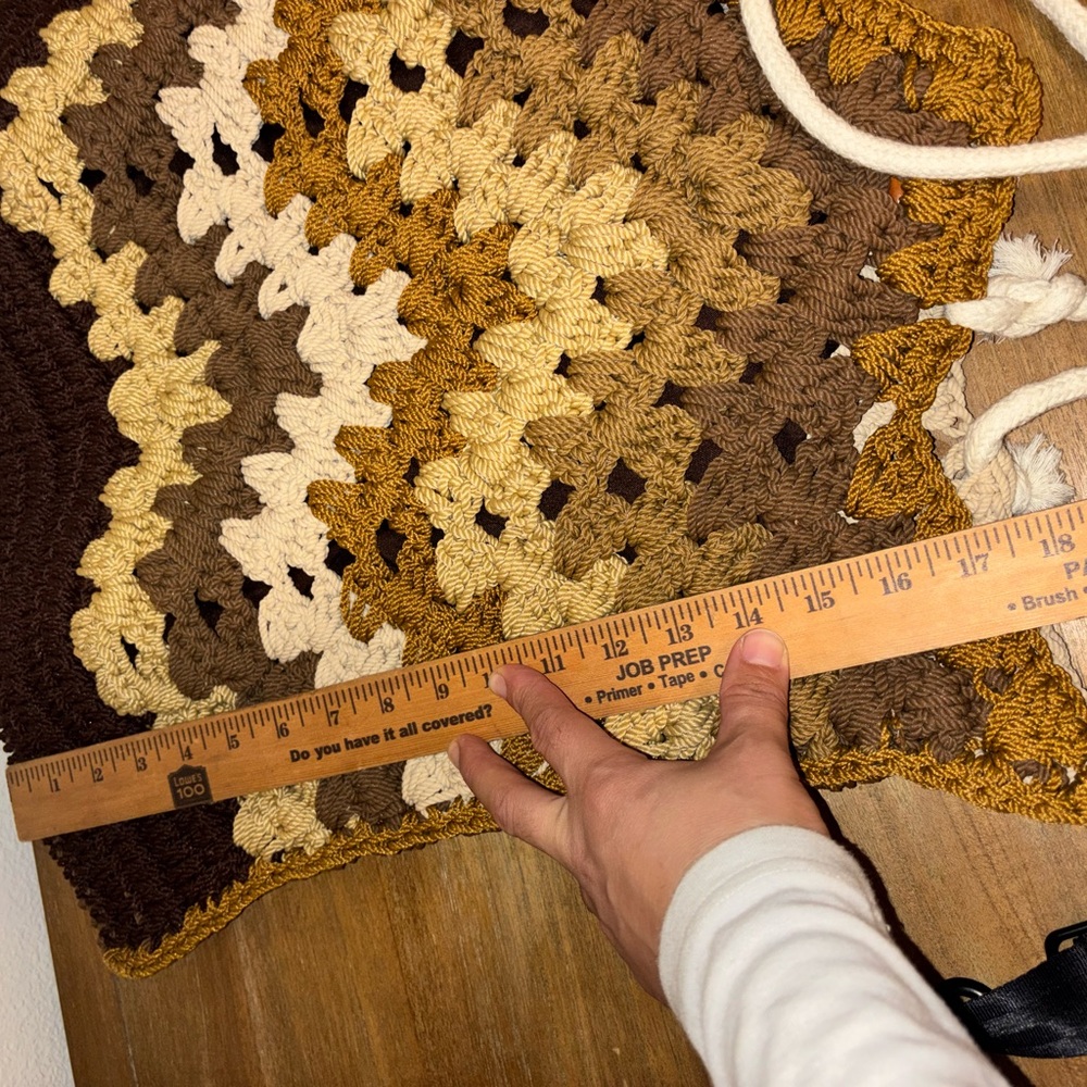Brown and Tan Crochet Tote Bag - Picture 6 of 6